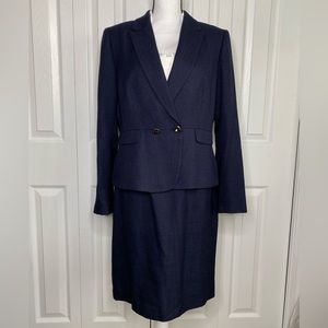 Woman's Antonio Melanie Suit Dress Office Casual Silk Bust Navy Blue White Sz 12